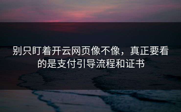 别只盯着开云网页像不像，真正要看的是支付引导流程和证书