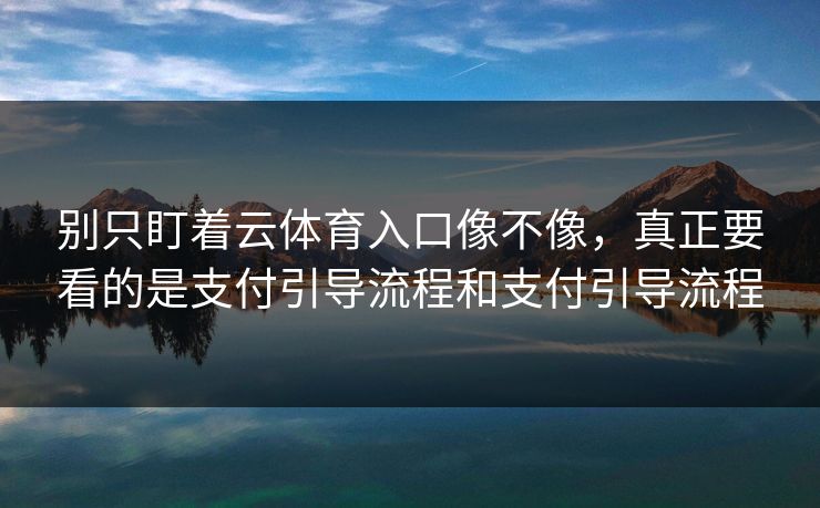 别只盯着云体育入口像不像,真正要看的是支付引导流程和支付引导流程 别只盯着云体育入口像不像,真正要看的是支付引导流程和支付引导流程