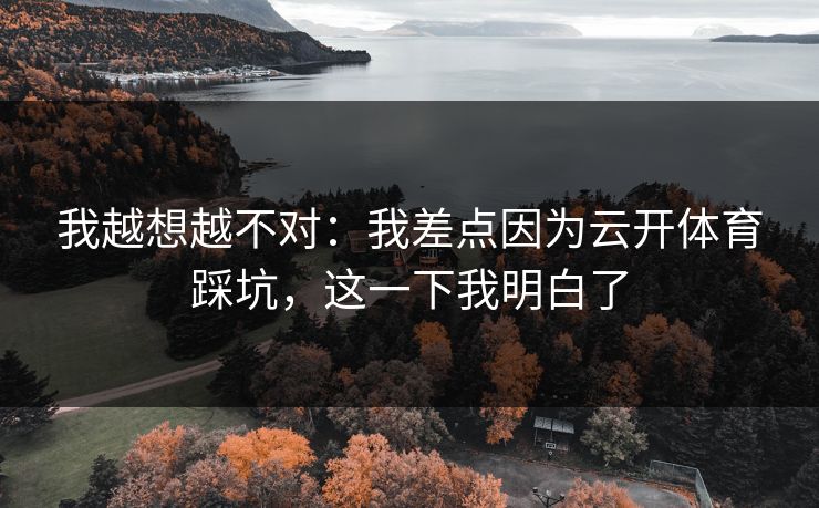 我越想越不对:我差点因为云开体育踩坑,这一下我明白了 我越想越不对:我差点因为云开体育踩坑,这一下我明白了