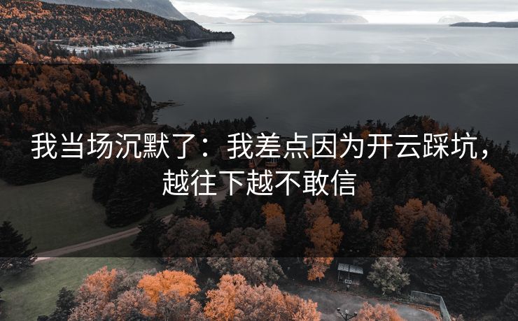我当场沉默了:我差点因为开云踩坑,越往下越不敢信 我当场沉默了:我差点因为开云踩坑,越往下越不敢信