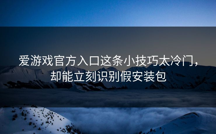 爱游戏官方入口这条小技巧太冷门,却能立刻识别假安装包 爱游戏官方入口这条小技巧太冷门,却能立刻识别假安装包