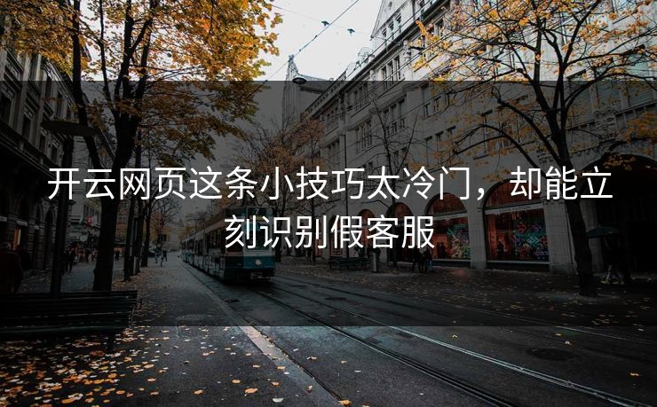 开云网页这条小技巧太冷门，却能立刻识别假客服